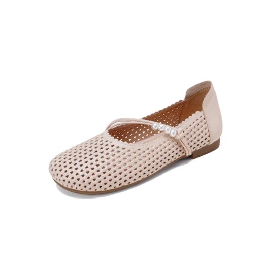 【牛皮革】西村名物2026年春季新款猪皮内里内垫舒适平底镂空玛丽珍鞋洞洞空鞋T26AH17841 商品图7