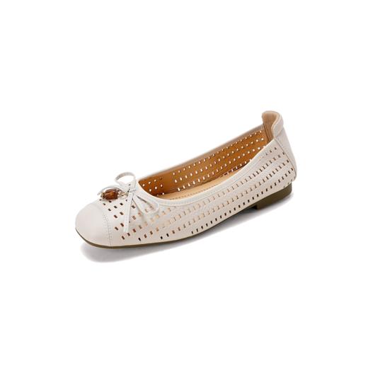 【羊皮革】西村名物2026年春季新款猪皮内垫舒适平跟花纹镂空玛丽珍鞋洞洞空鞋T26AH18411 商品图7