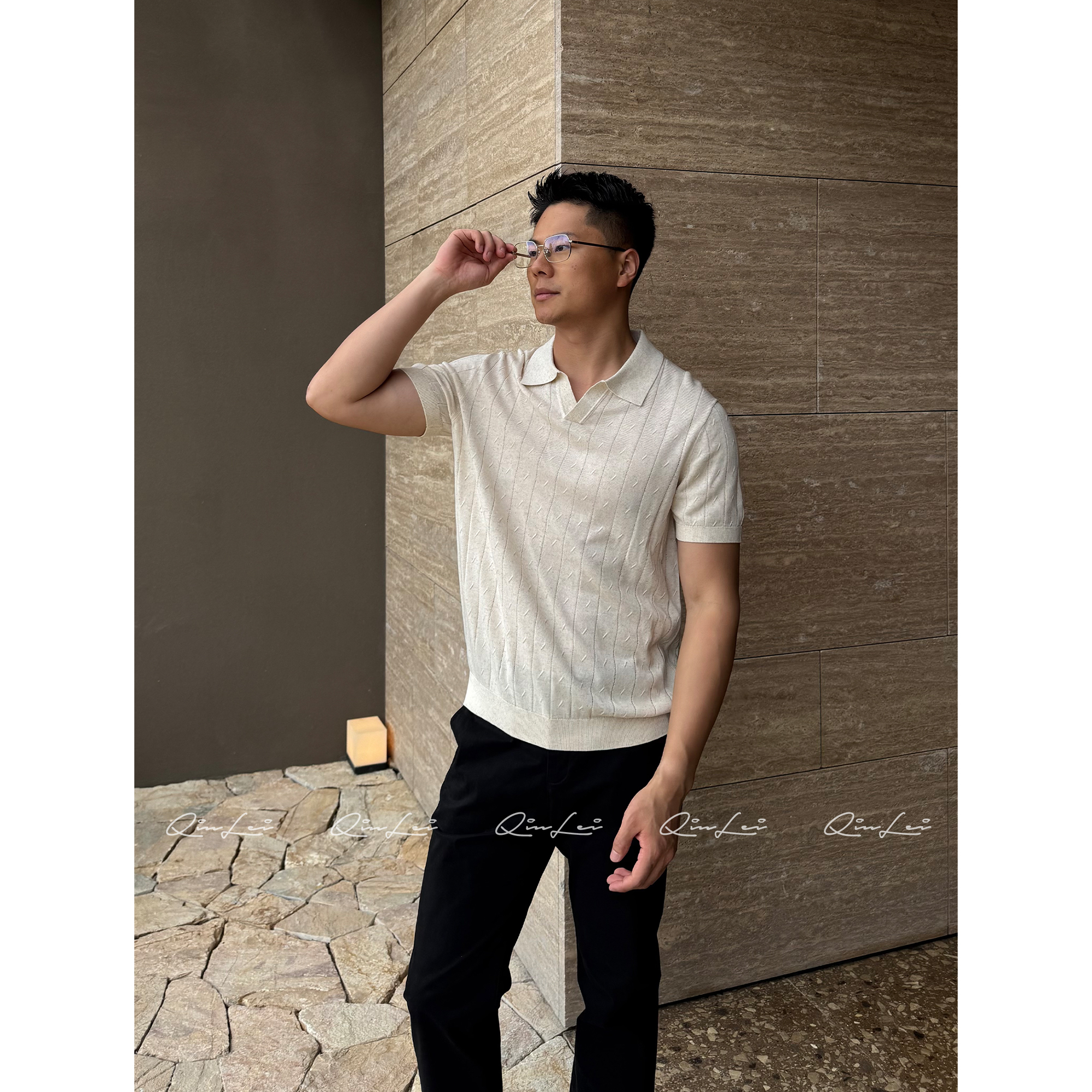 男装「Aesthetic」亚麻定纺莱赛尔短袖针织衫LL-ZSY1502 O2商品图1