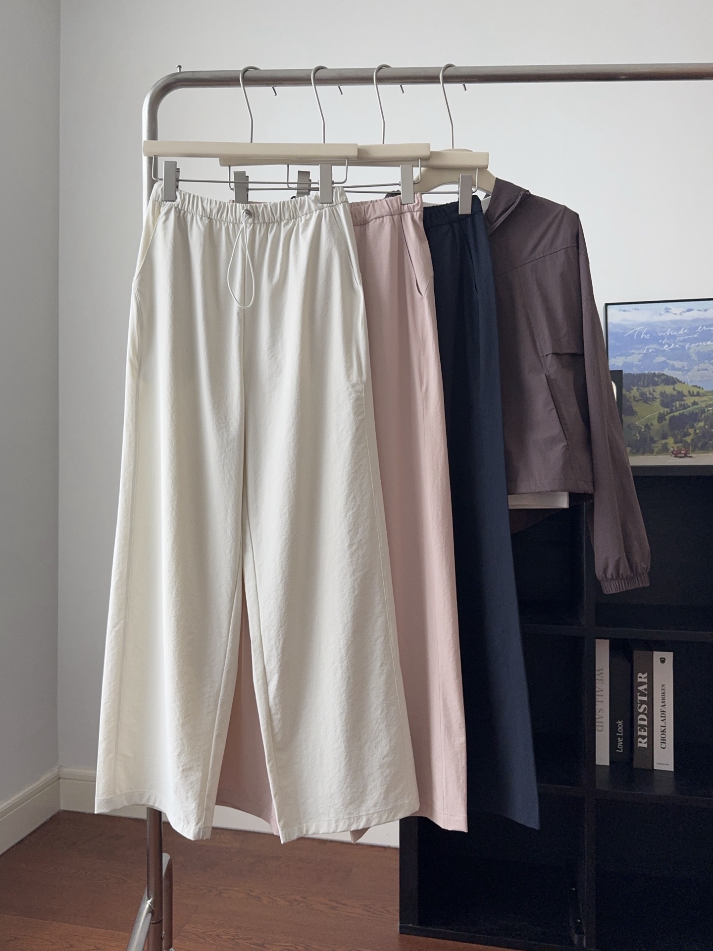 夏季新款 肌理感氧气裤 窄版显瘦阔腿速干机能裤