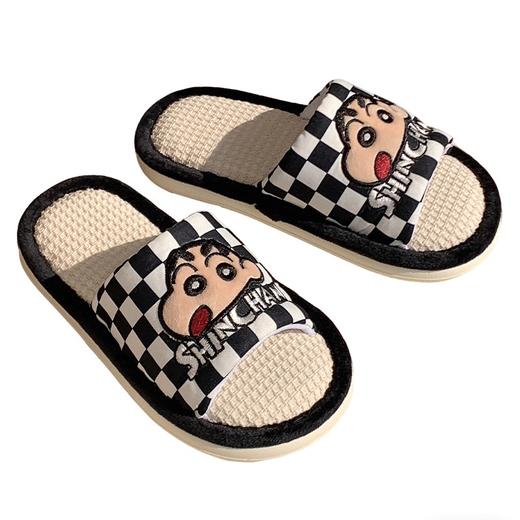 【清凉购特价49】蜡笔小新亚麻拖鞋/36-37/黑色 商品图0