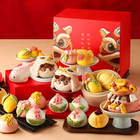 御茶膳房花饽饽醒狮馒头礼盒装宝宝抓周花馍福袋满月周岁送礼礼品