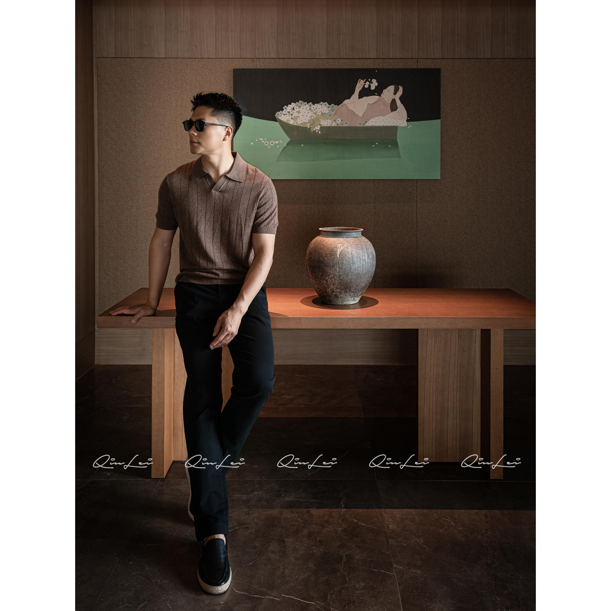 男装「Aesthetic」亚麻定纺莱赛尔短袖针织衫LL-ZSY1502 O2商品图2