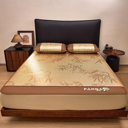 【春夏上新】自然醒A类竹韵熊猫系列三明治复合冰藤席（可水洗机洗）QJ 商品图1