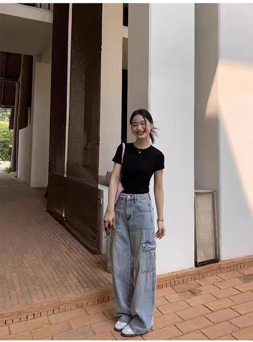 自营【特价T恤】王炸爆款～正肩修身弹力款！螺纹棉显瘦正肩0基础夏季短袖T恤0 6001-喜出 商品图3