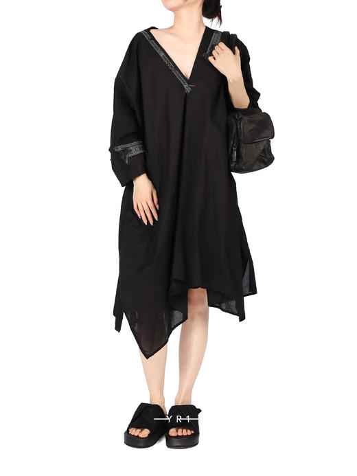 Y's | 黑色V领薄纱连衣裙 商品图1