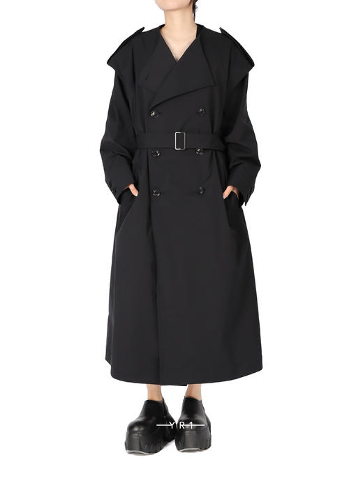 Y's | 黑色双排扣无领风衣 商品图4