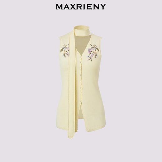 【张碧晨同款】MAXRIENY优雅度假风手工刺绣针织马甲背心马夹25秋(货号:MC86SW285) 商品图4