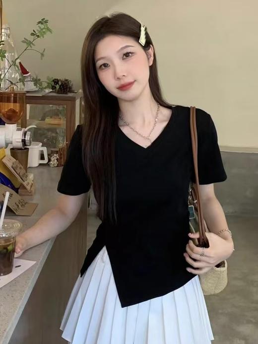 自营【特价T恤】王炸爆款～V领开叉修身款！螺纹棉韩系开叉百搭短袖T恤0 2399-喜出 商品图3