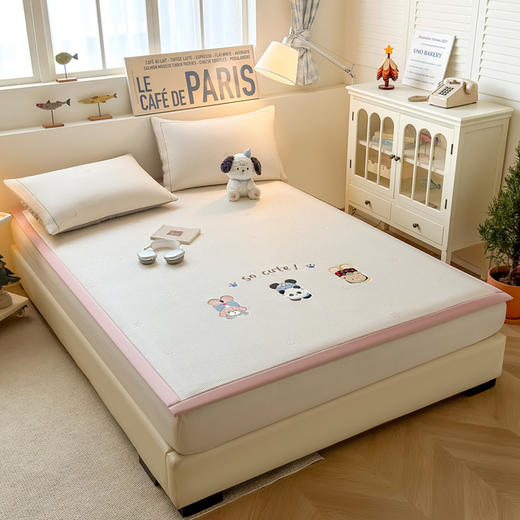 【春夏上新】自然醒A类小清新乙纶全PE卡通豆豆刺绣凉感值超0.21凉感软席（可水洗机洗）QJ 商品图1