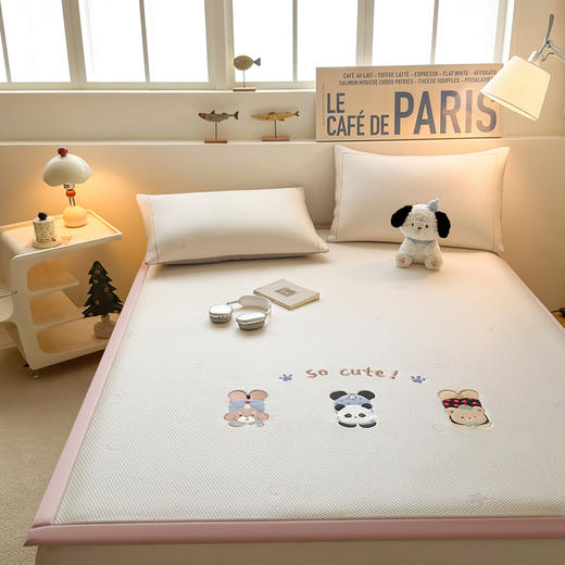 【春夏上新】自然醒A类小清新乙纶全PE卡通豆豆刺绣凉感值超0.21凉感软席（可水洗机洗）QJ 商品图3