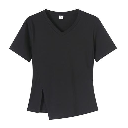 自营【特价T恤】王炸爆款～V领开叉修身款！螺纹棉韩系开叉百搭短袖T恤0 2399-喜出 商品图6