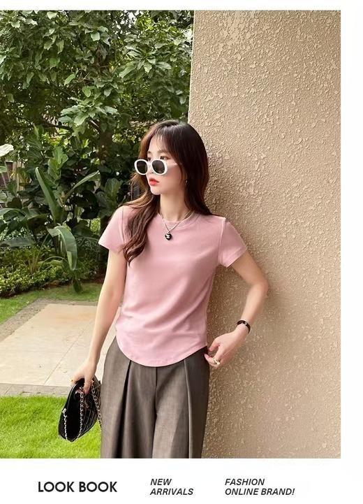 自营【特价T恤】王炸爆款～太喜欢啦！夏季短袖弧形下摆纯欲随意搭短袖T恤0 2330-喜出 商品图4