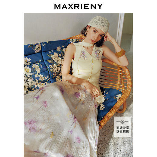 【张碧晨同款】MAXRIENY优雅度假风手工刺绣针织马甲背心马夹25秋(货号:MC86SW285) 商品图0