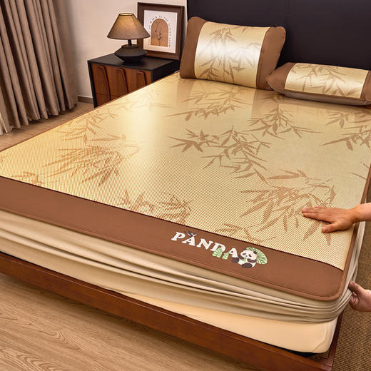 【春夏上新】自然醒A类竹韵熊猫系列三明治复合冰藤席（可水洗机洗）QJ 商品图0