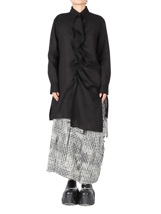 Y's | 黑色荷叶边衬衫 商品图1