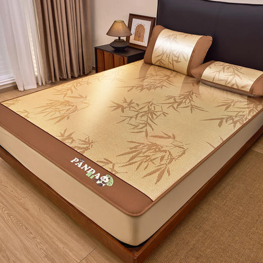 【春夏上新】自然醒A类竹韵熊猫系列三明治复合冰藤席（可水洗机洗）QJ 商品图5