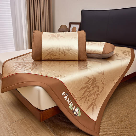 【春夏上新】自然醒A类竹韵熊猫系列三明治复合冰藤席（可水洗机洗）QJ 商品图12