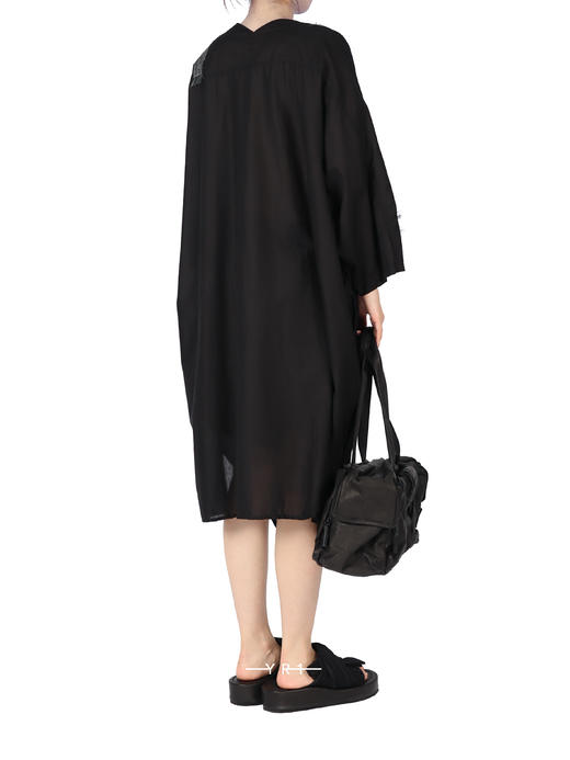 Y's | 黑色V领薄纱连衣裙 商品图3