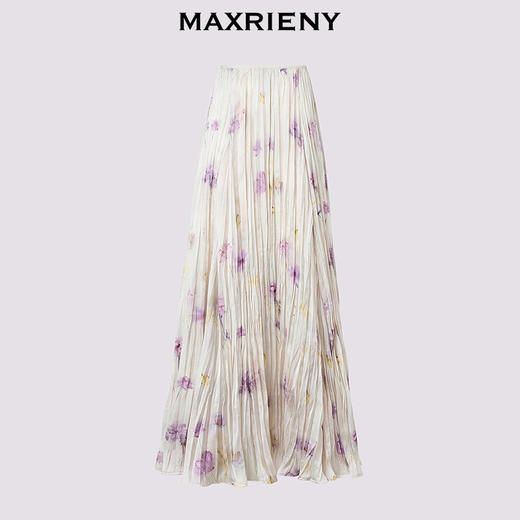 【商场同款】MAXRIENY优雅度假风垂感抽褶散摆半裙25夏波嬉风裙子(货号:MC86SK271) 商品图4