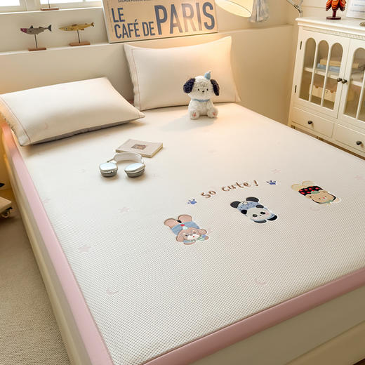 【春夏上新】自然醒A类小清新乙纶全PE卡通豆豆刺绣凉感值超0.21凉感软席（可水洗机洗）QJ 商品图2