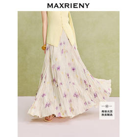 【商场同款】MAXRIENY优雅度假风垂感抽褶散摆半裙25夏波嬉风裙子(货号:MC86SK271)