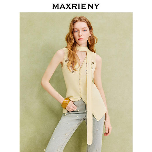 【张碧晨同款】MAXRIENY优雅度假风手工刺绣针织马甲背心马夹25秋(货号:MC86SW285) 商品图2