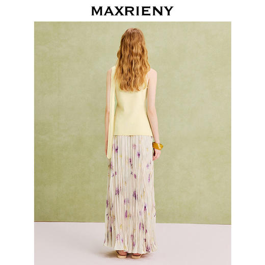 【商场同款】MAXRIENY优雅度假风垂感抽褶散摆半裙25夏波嬉风裙子(货号:MC86SK271) 商品图3