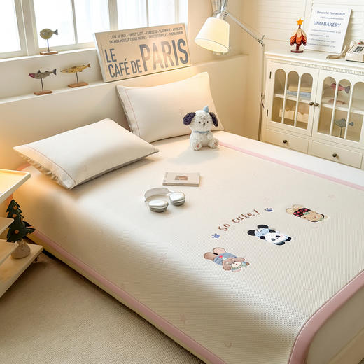 【春夏上新】自然醒A类小清新乙纶全PE卡通豆豆刺绣凉感值超0.21凉感软席（可水洗机洗）QJ 商品图9