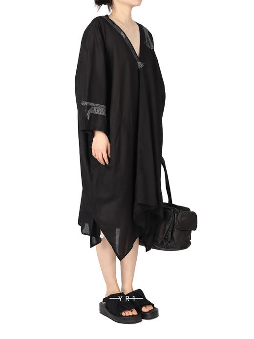 Y's | 黑色V领薄纱连衣裙 商品图2