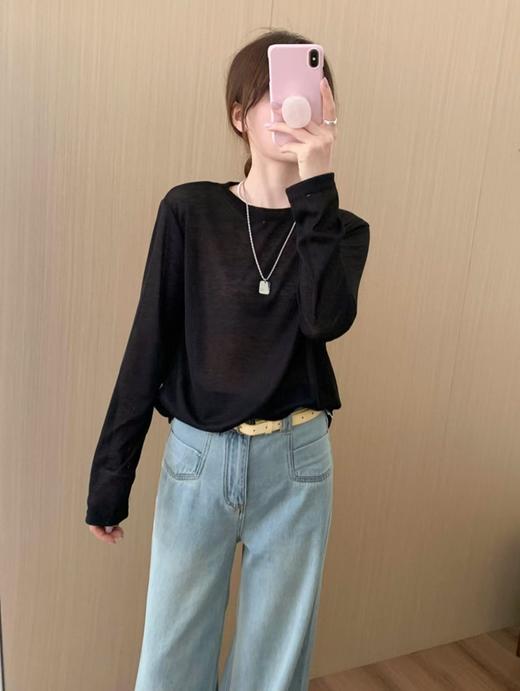 任选2件39.9元超高性价比！ 现货【特价T恤】微透春夏长袖百搭休闲圆领T恤0 6006-喜出 商品图3