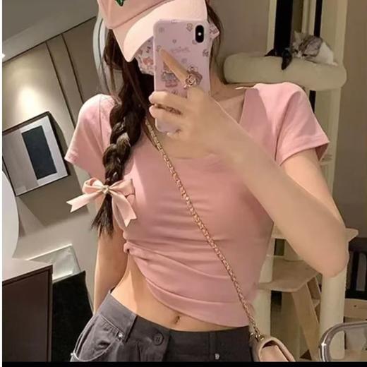 自营【特价T恤】王炸爆款～大U领！螺纹棉韩系百搭低领弹力短款短袖T恤0 6003-喜出 商品图1