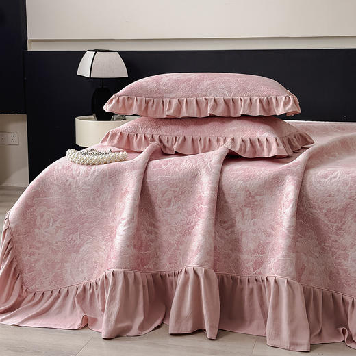 【春夏上新】自然醒A类600克豆豆乙纶全PE玫瑰系列双面提花床裙款床盖款凉感软席（可水洗机洗）QJ 商品图10