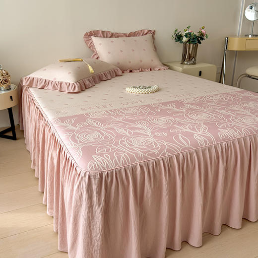 【春夏上新】自然醒A类600克豆豆乙纶全PE轻奢上下拼双面提花床裙款凉感软席（可水洗机洗）QJ 商品图3