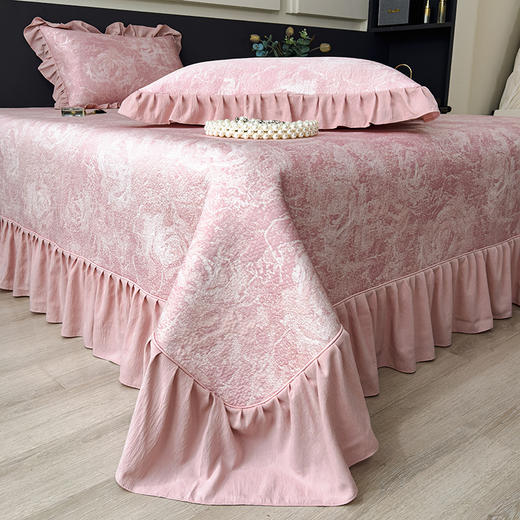 【春夏上新】自然醒A类600克豆豆乙纶全PE玫瑰系列双面提花床裙款床盖款凉感软席（可水洗机洗）QJ 商品图4