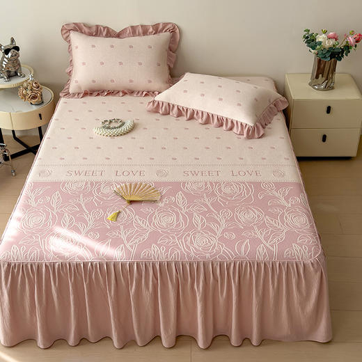 【春夏上新】自然醒A类600克豆豆乙纶全PE轻奢上下拼双面提花床裙款凉感软席（可水洗机洗）QJ 商品图10