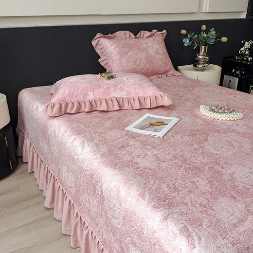 【春夏上新】自然醒A类600克豆豆乙纶全PE玫瑰系列双面提花床裙款床盖款凉感软席（可水洗机洗）QJ 商品图2