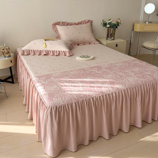 【春夏上新】自然醒A类600克豆豆乙纶全PE轻奢上下拼双面提花床裙款凉感软席（可水洗机洗）QJ 商品图5