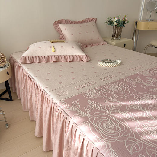 【春夏上新】自然醒A类600克豆豆乙纶全PE轻奢上下拼双面提花床裙款凉感软席（可水洗机洗）QJ 商品图6