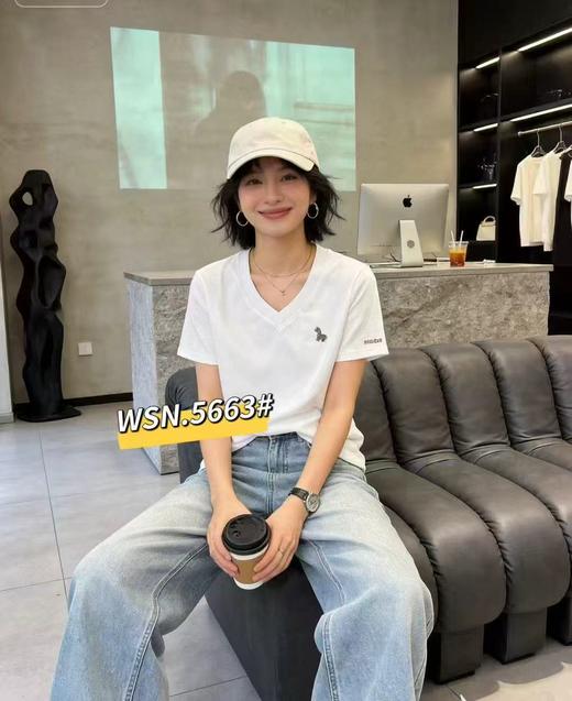 LS女士云感棉V领镶钻半袖5663 商品图0