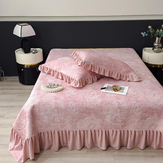 【春夏上新】自然醒A类600克豆豆乙纶全PE玫瑰系列双面提花床裙款床盖款凉感软席（可水洗机洗）QJ 商品图5