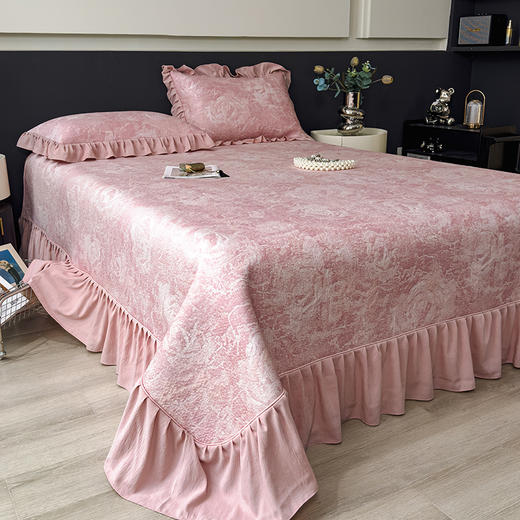 【春夏上新】自然醒A类600克豆豆乙纶全PE玫瑰系列双面提花床裙款床盖款凉感软席（可水洗机洗）QJ 商品图7