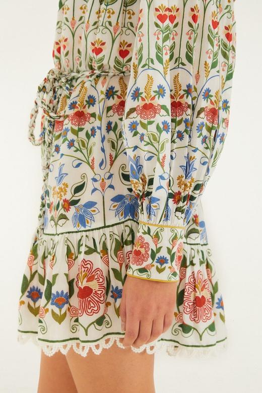 Farm Rio - Stitched Garden Mini Dress - Off-White - 女装 - 连身裙 - 米色 商品图4