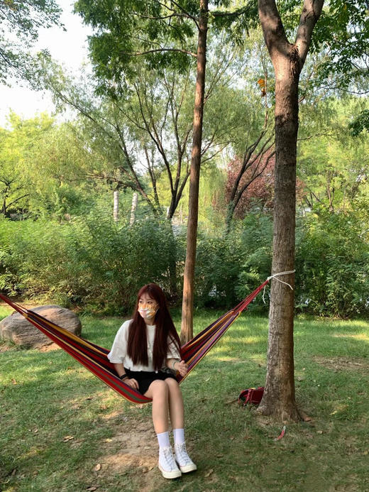 严选 | 户外野餐帆布吊床 180*80cm/个 红/蓝条纹 加厚耐磨 商品图2