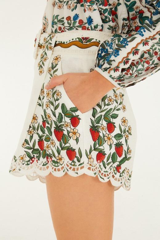 Farm Rio - Fruit Beauty Richelieu Shorts - Off-White - 女装 - 短裤 - 米色 商品图4