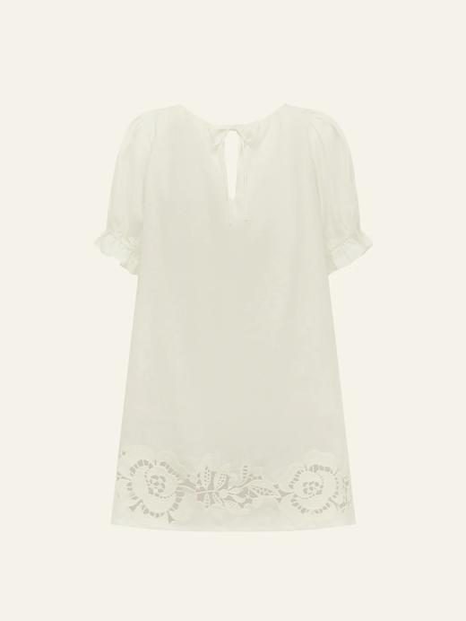 PEONY - Embroidered Poets Mini Dress - Gardenia - 女装 - 连身裙 - 白色 商品图0
