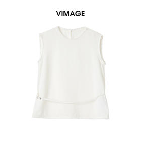 VIMAGE纬漫纪2026夏季新款莱赛尔亚麻通勤时尚显瘦无袖上衣V2513235