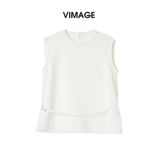 VIMAGE纬漫纪2026夏季新款莱赛尔亚麻通勤时尚显瘦无袖上衣V2513235 商品图0