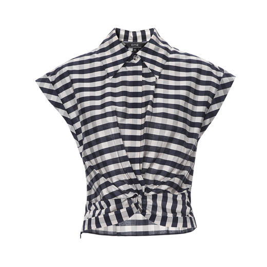 EITIE爱特爱夏季新款时尚扭结设计通勤显瘦车条纹衬衫8213901 商品图5