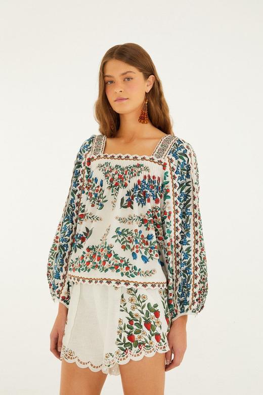 Farm Rio - Fruit Beauty Richelieu Shorts - Off-White - 女装 - 短裤 - 米色 商品图1